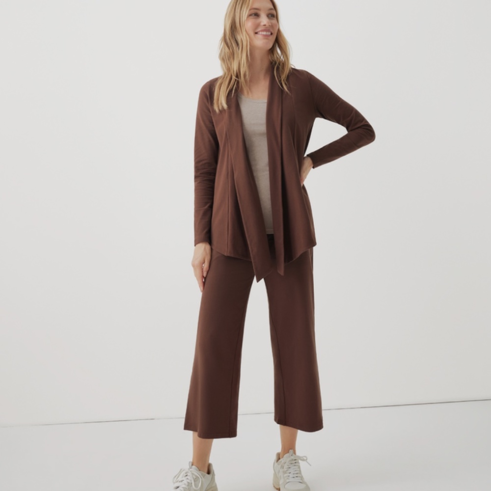 PACT 100% Organic Cotton Avenue Draped Cardigan and Cropped Pants